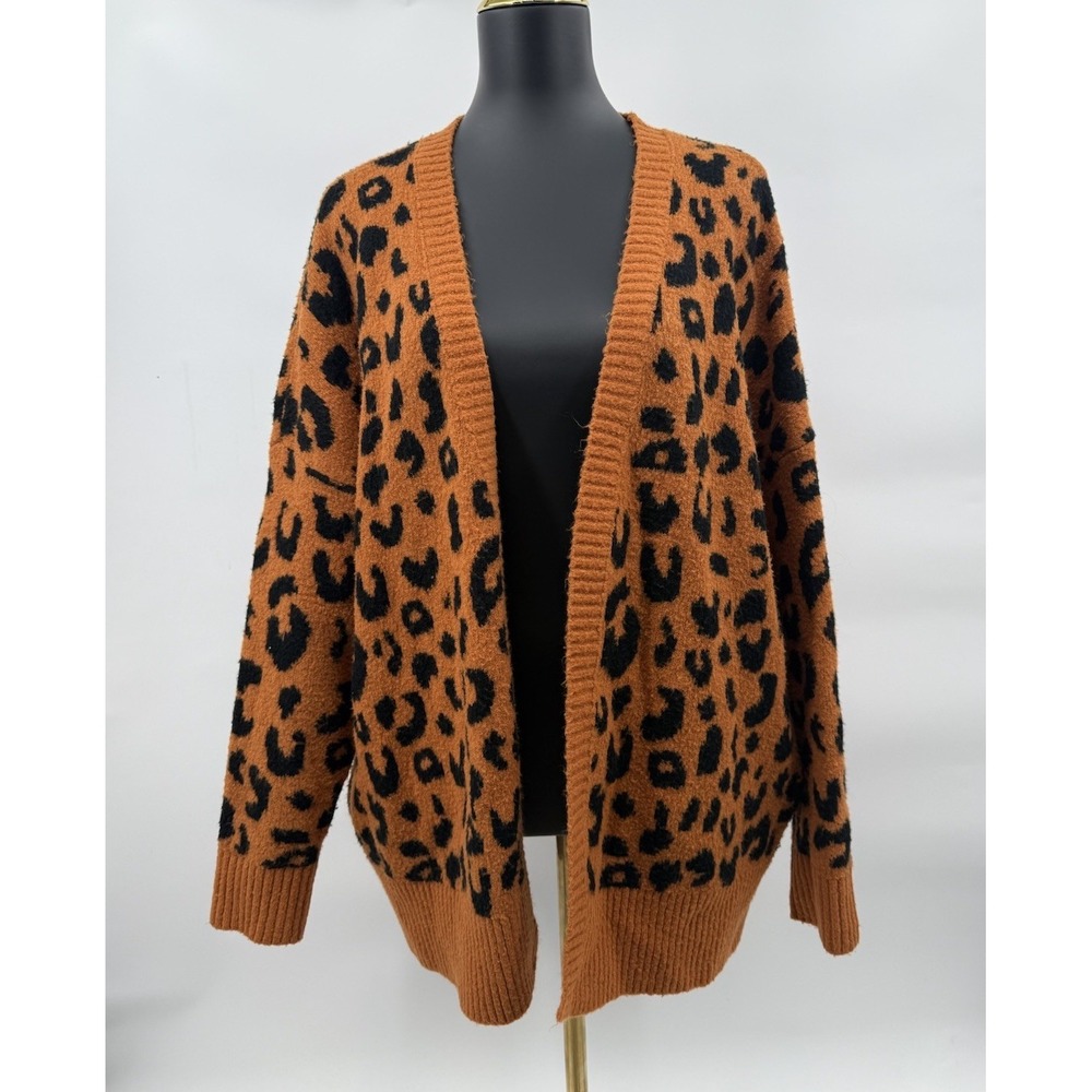 Women's Sweater leopard cozy long button cardigan  Size Small